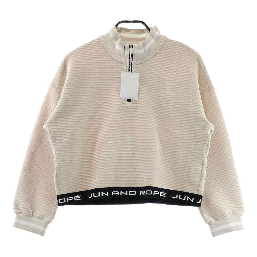 サイズ L JUN-ROPE ジュン アンド ロペ ハーフジップ 起毛 プルオーバー ベージュ系 ゴルフウェア レディース ストスト