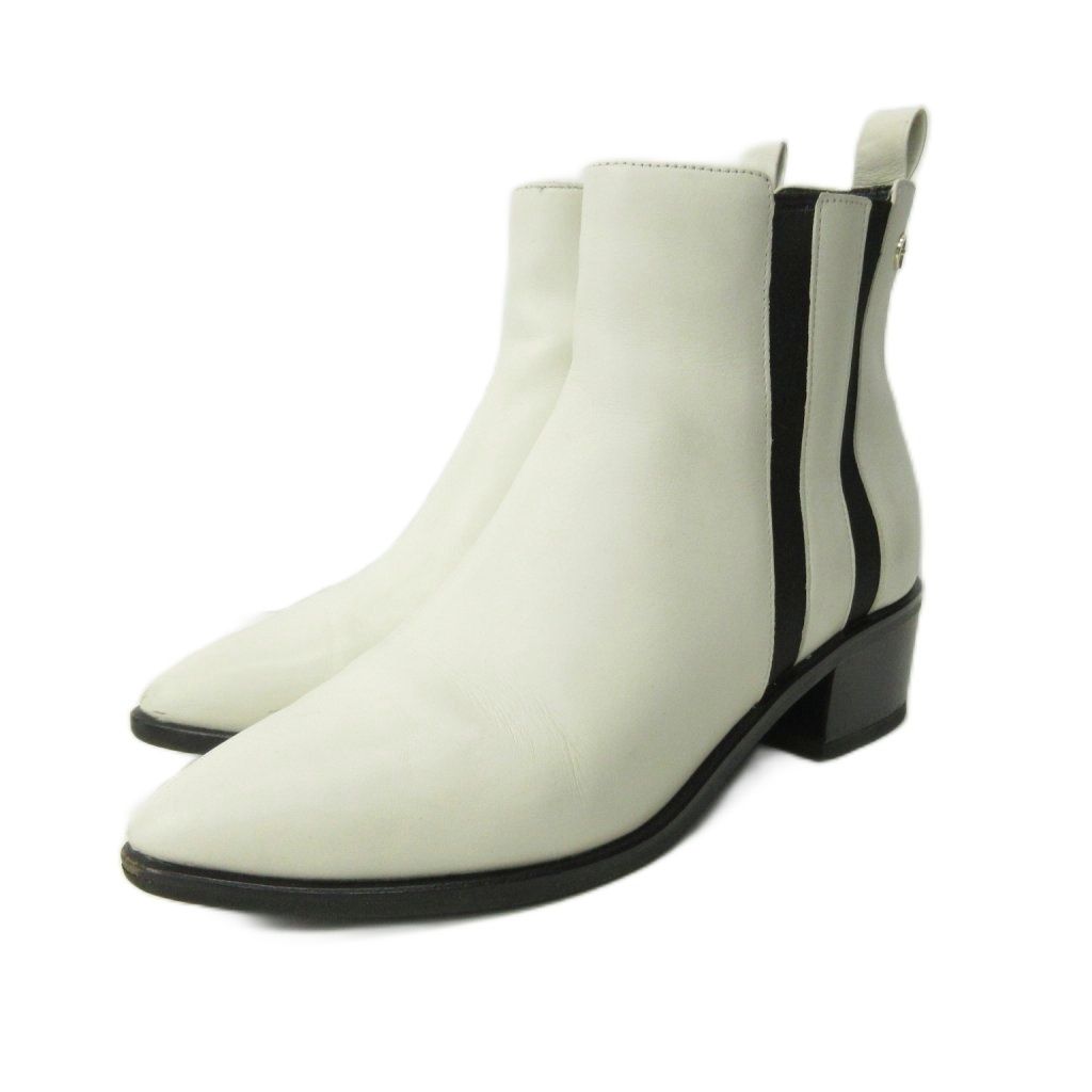 コールハーン COLE HAAN サイドゴアブーツ シューズ ローヒール レザー 6.5 23.5 cm 白 ホワイト 0107