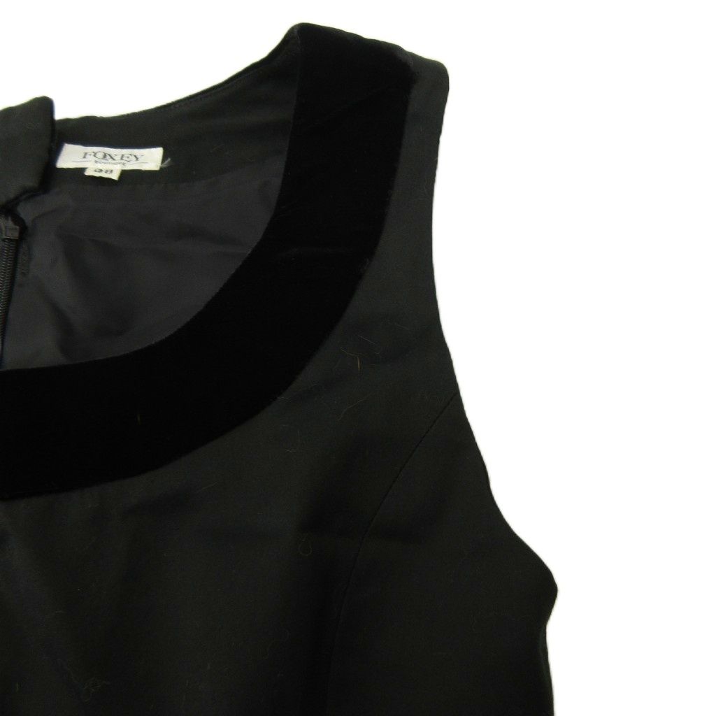 FOXEY 黒 ノースリーブ ひざ丈ワンピース フォクシー ブティック FOXEY BOUTIQUE ワンピース 花柄 切替