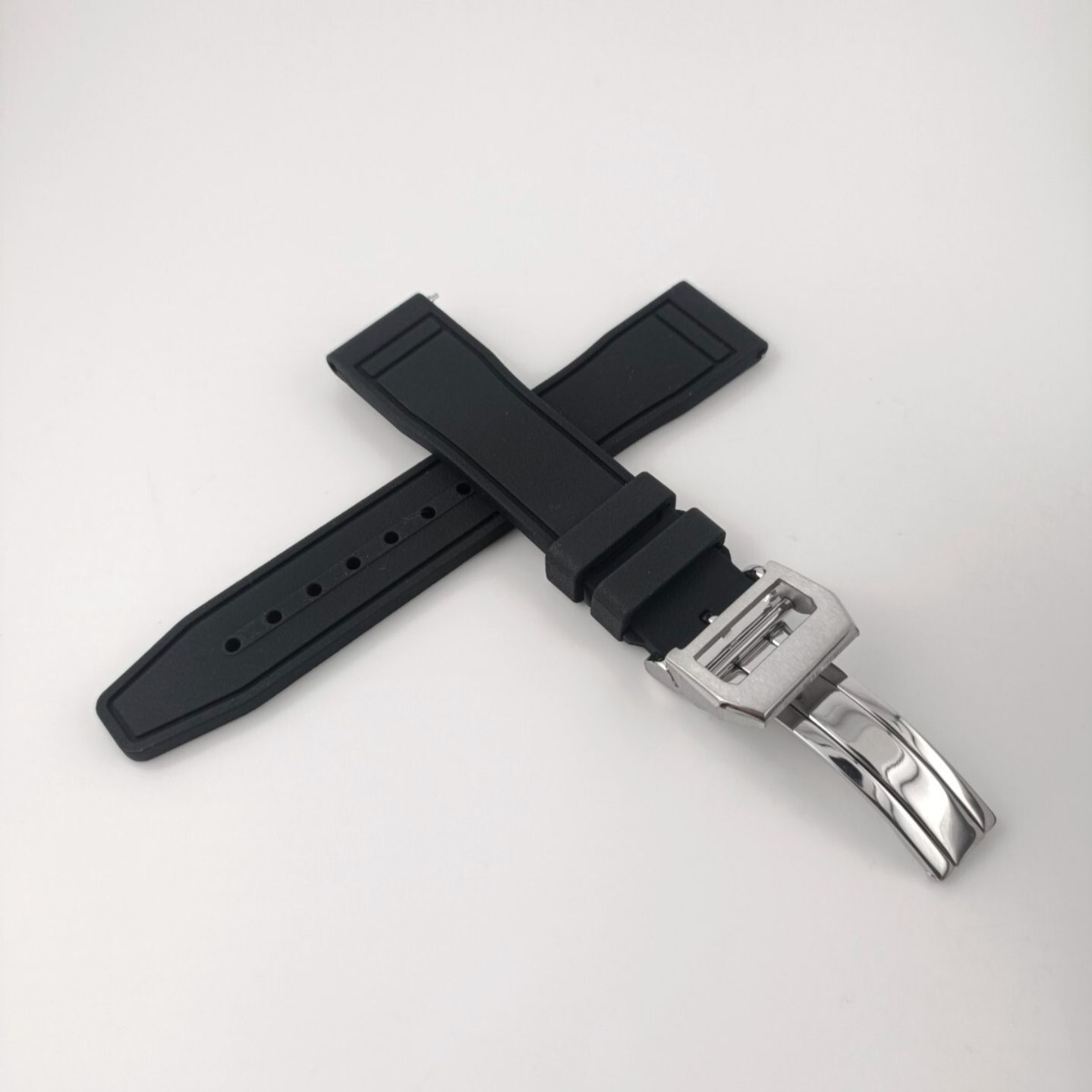 20mm 腕時計 シリコンラバーベルト ブラック 黒 Dバックル付 【対応