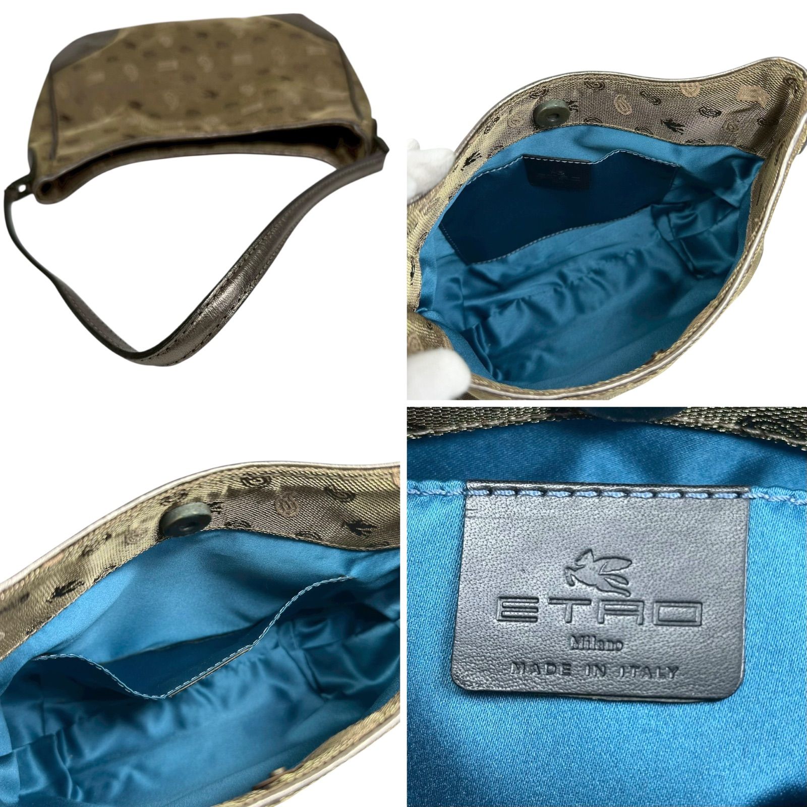B4387】 ETRO エトロ ショルダーバッグ ペイズリー柄 総柄 ベージュ