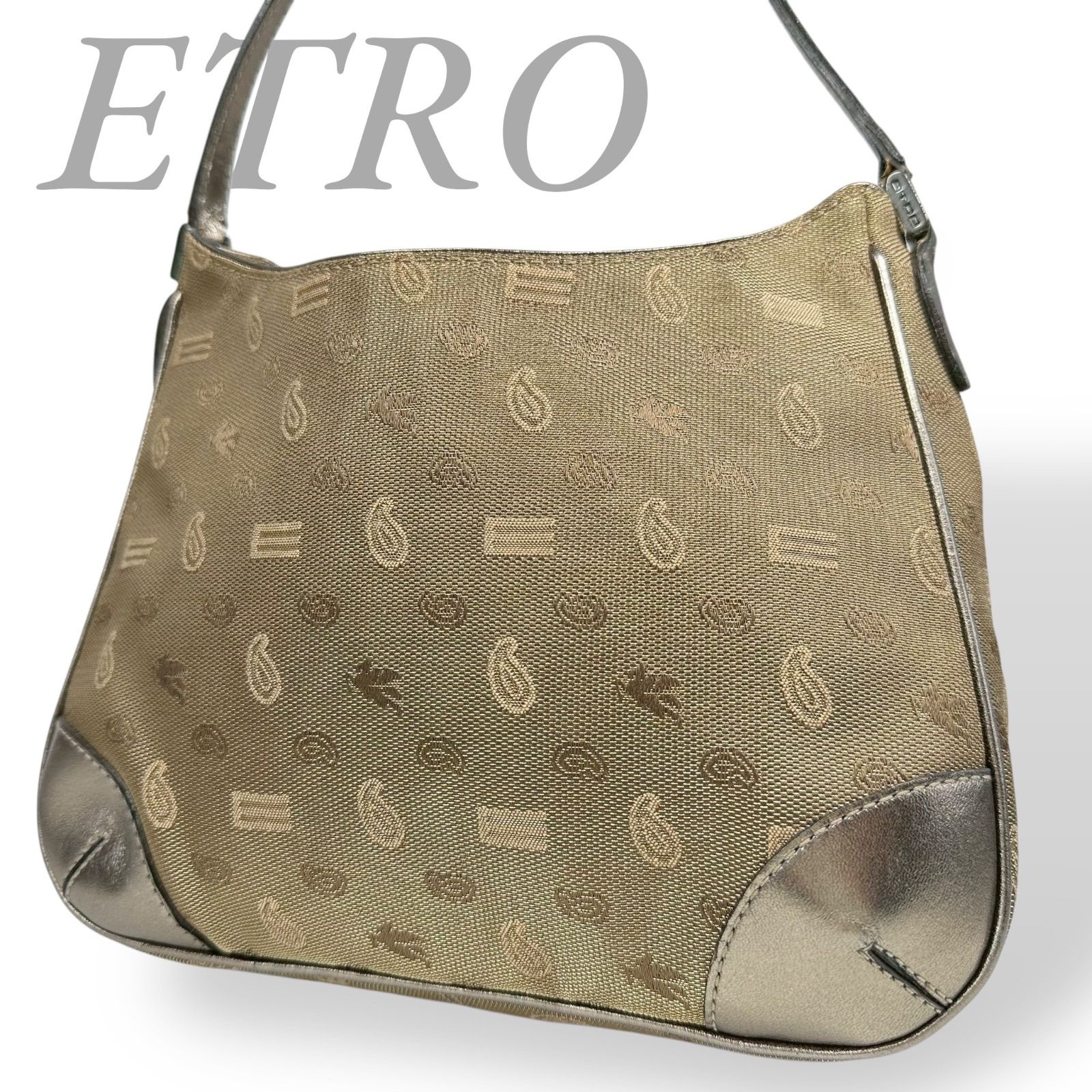 B4387】 ETRO エトロ ショルダーバッグ ペイズリー柄 総柄 ベージュ 