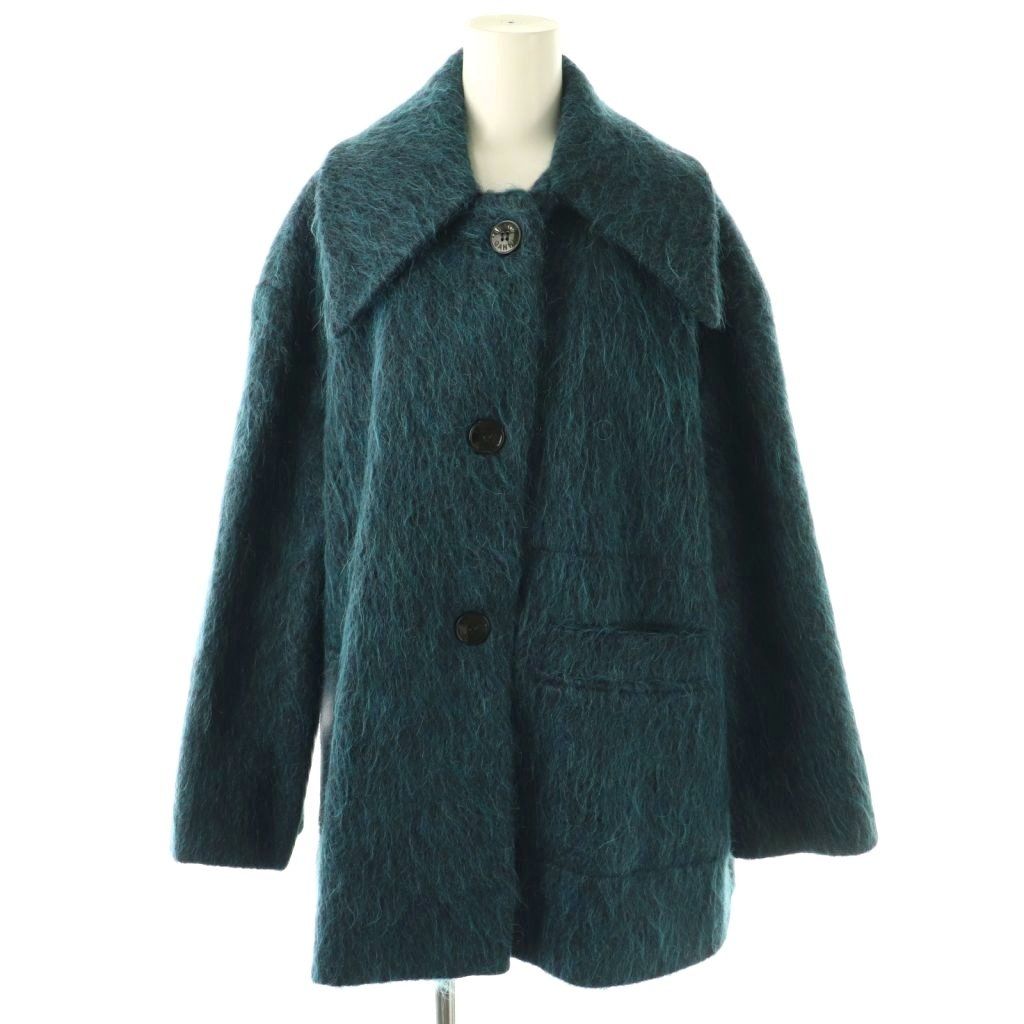 ガニー GANNI ショートシャギーコート アウター グリーン |HK OS