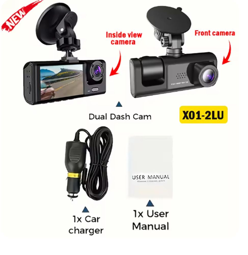 車載 DVR ドライブレコーダー 1296 2カメラ 赤外線ナイトビジョン 駐車監視 ループ録画  P_4