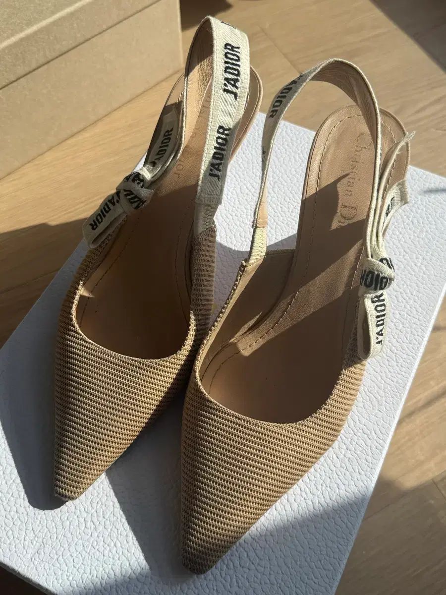 ディオール スリングバック ベージュ 37 ファブリック