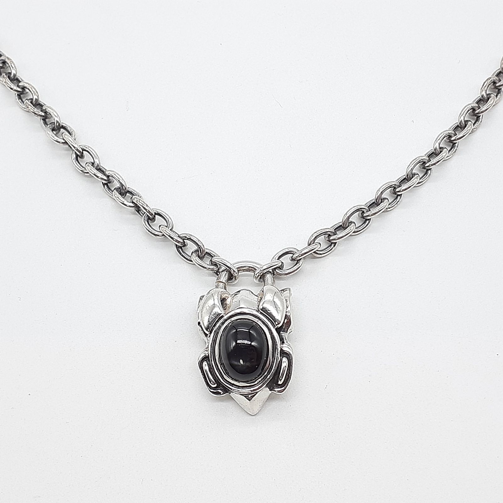 エムズコレクション シルバーネックレス ブラックスター ダイオプサイト ブラックスター シルバー ペンダントトップ オーバル 天然石