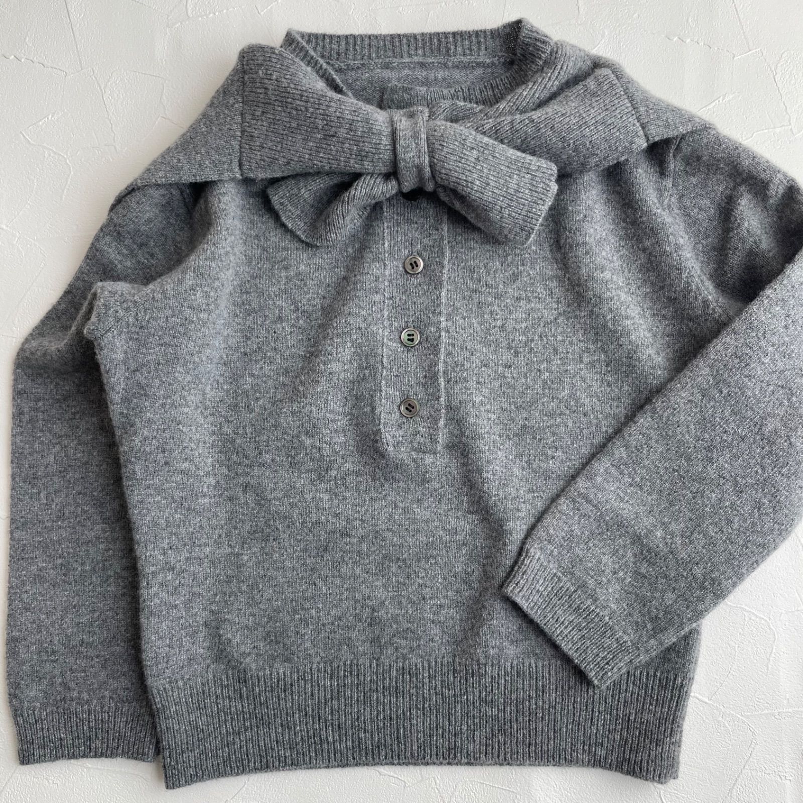 Cygne シーニュ セーラーリボンニット ウール グレー