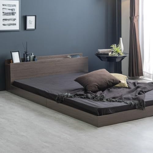 タンスのゲン ベッド フレームのみ シングル 宮棚付 ローベッド USB 2口コンセント スマホスタンド 92643