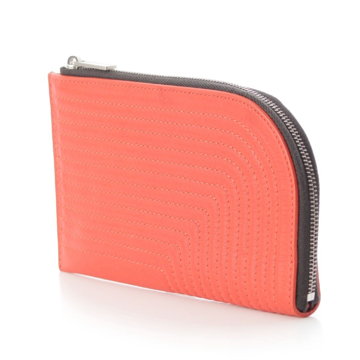 リックオウエンス 22 AW RICK WALLET レザー ステッチ L字ファスナー コインケース 小銭入れ コンパクトウォレット オレンジ 53