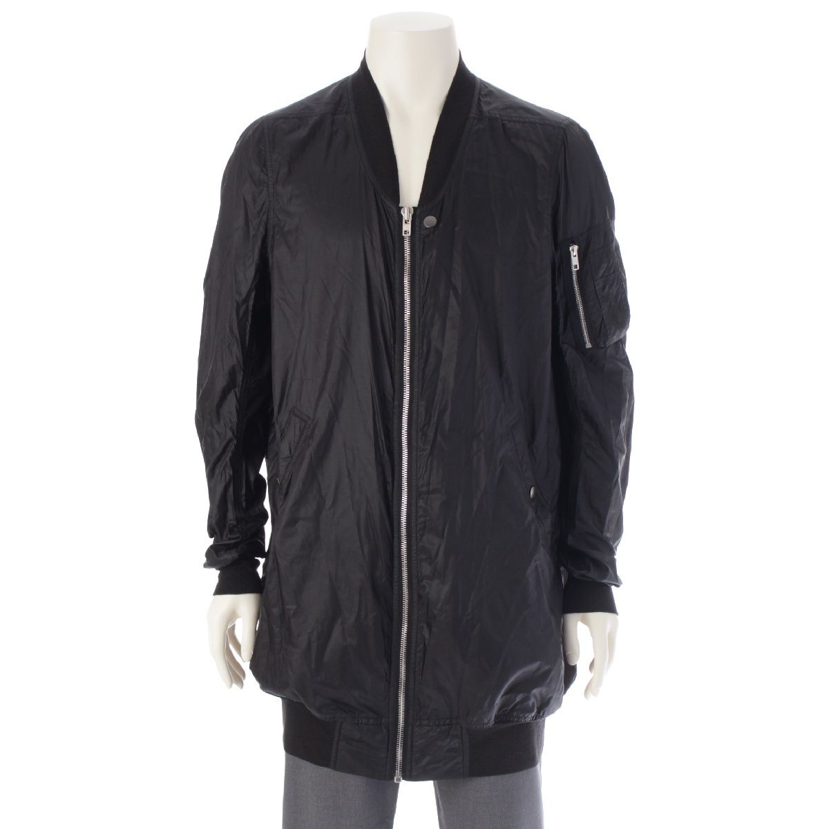 リックオウエンス 15 SS ロング MA-1 ボンバー ジャケット ブルゾン アウター コート -NX ブラック 48