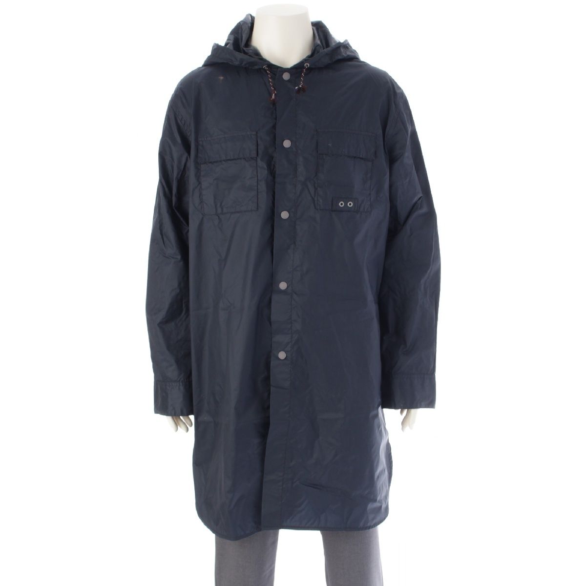 マルニ 18 AW ナイロン フード ロング モッズコート ブルゾン アウター ネイビー 46