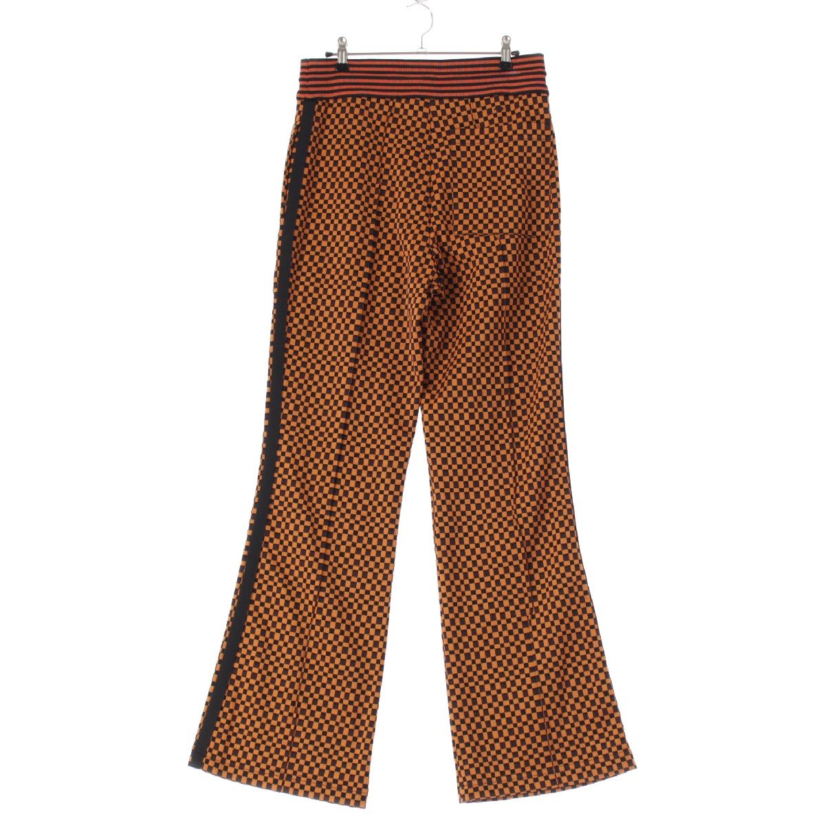 マルニ 22 SS ナイロン ドローストリング セミフ シルエット チェック ボトムス ジャージ オレンジ ブラック 46