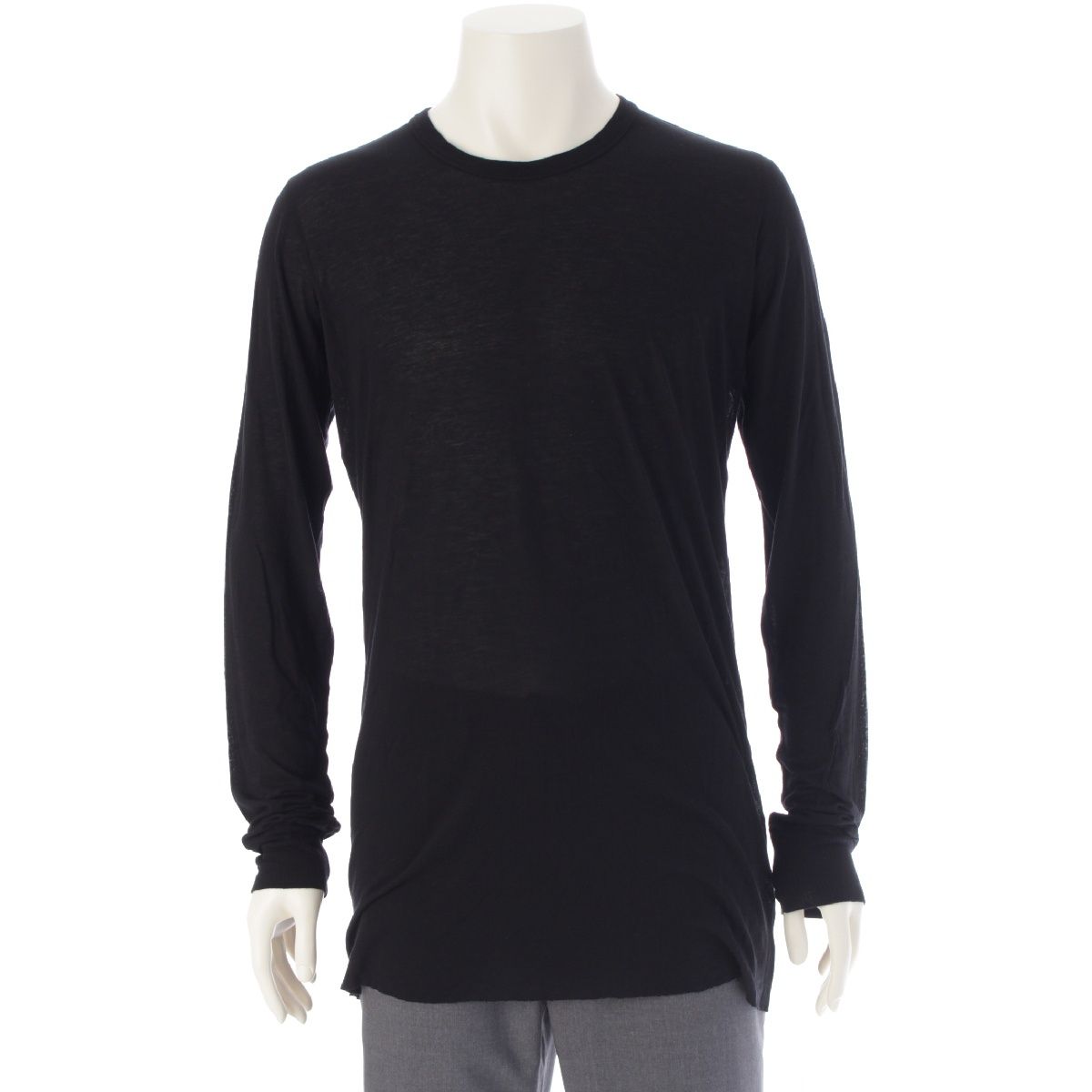 リックオウエンス 22 AW BASIC LS ビスコース シルク 長袖Ｔシャツ トップス カットソー ブラック XL