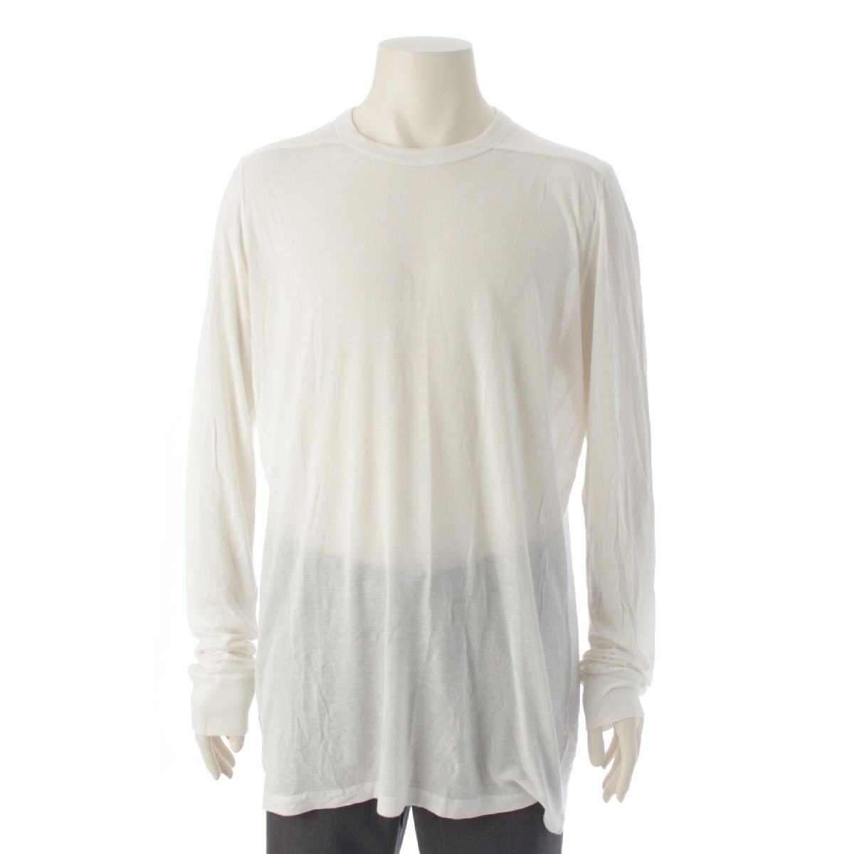 リックオウエンス 22 SS LEVEL LS T ビスコース コットンヘンプ天竺 袖リブ 長袖Ｔシャツ カットソー トップス ホワイト XL