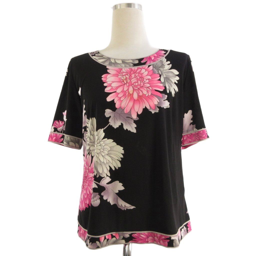 レオナール LEONARD FASHION カットソー 半袖 クルーネック 花柄