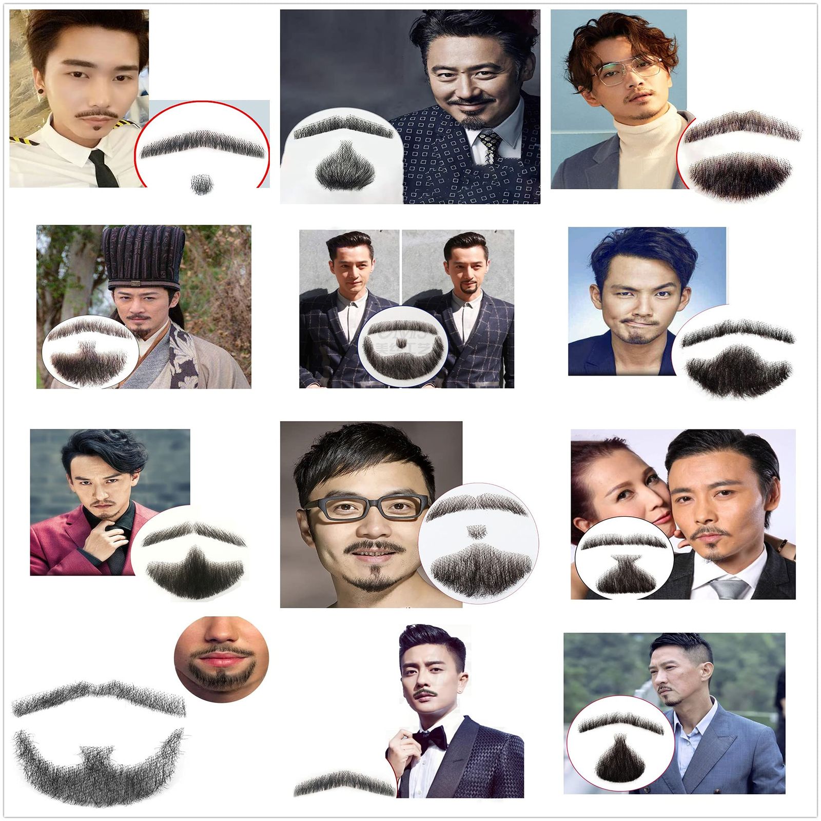 人気商品】Zhen2) (Zhang 1個 コスプレ用 手作り本物 髪製髭 ウィッグ