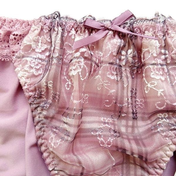 花柄ピンクブラジャーショーツセット XS p□72[H85&LL]pan cuteソフトワイヤーブラジャーショーツセット ピンク