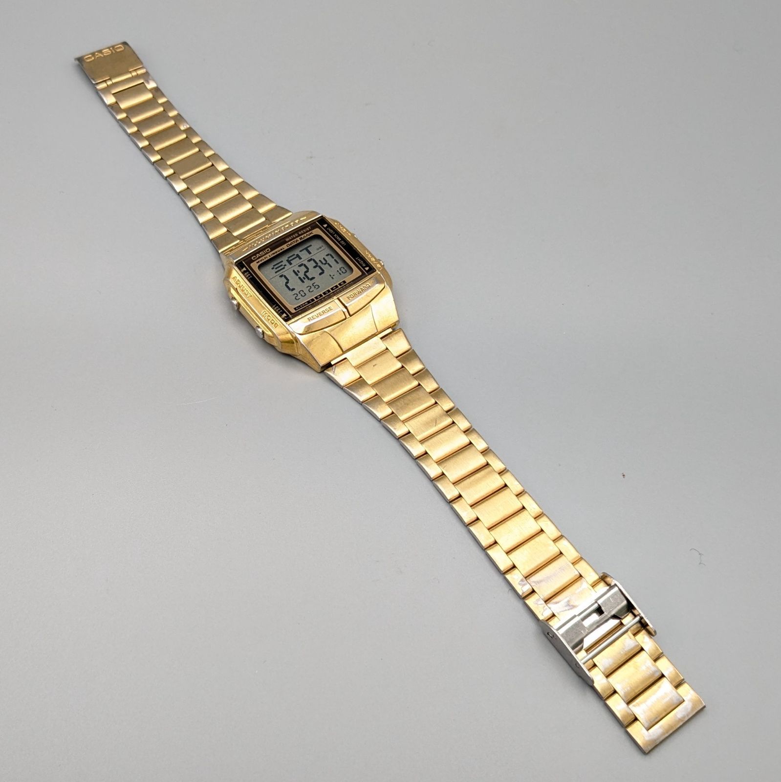 CASIO カシオ DATE BANK データバンク DB-360 クォーツ 腕時計 デジタル スクエア ゴールド系 メンズ  Y2K 00s ベルト洗浄 本体消毒済み