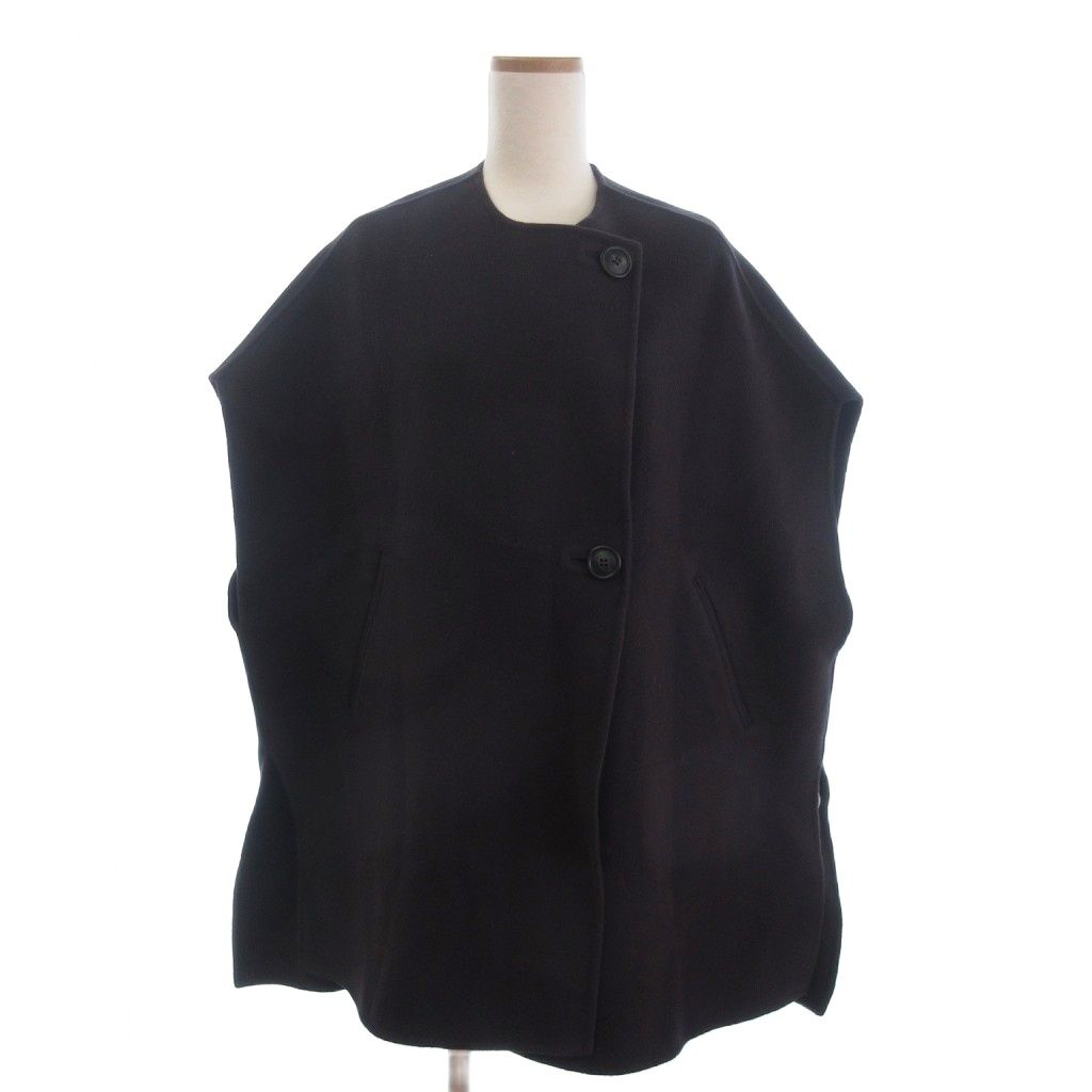 ノーブル NOBLE 22 AW MTRリバーポンチョジレ コート アウター ミドル丈 フレンチスリーブ カシミヤ混 焦げ茶 ダークブラウン TC