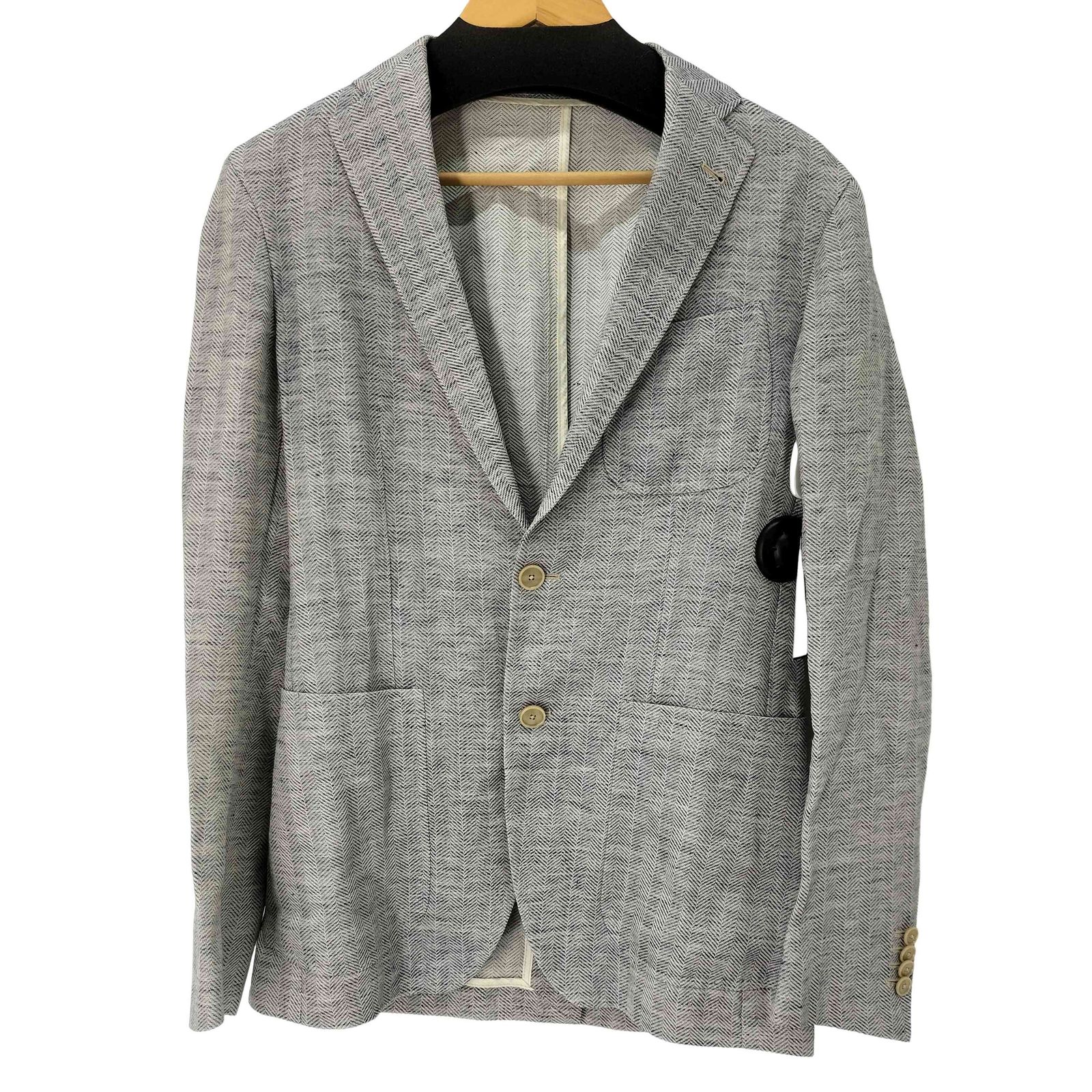TAGLIATORE(タリアトーレ) イタリア製 シルクリネン チェック 2Bシングルテーラードジャケット メンズ  50/R【中古】【ブランド古着バズストア】 タリアトーレ TAGLIATORE イタリア製 コットンリネン ヘリンボーン 2B