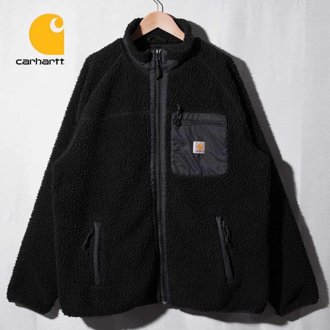 ★carhartt カーハート 刺繍ロゴ フリース ジップ ナイロンジャケット カーハート Carhartt WIP フリースジャケット XL 相当 ブラック ロゴ