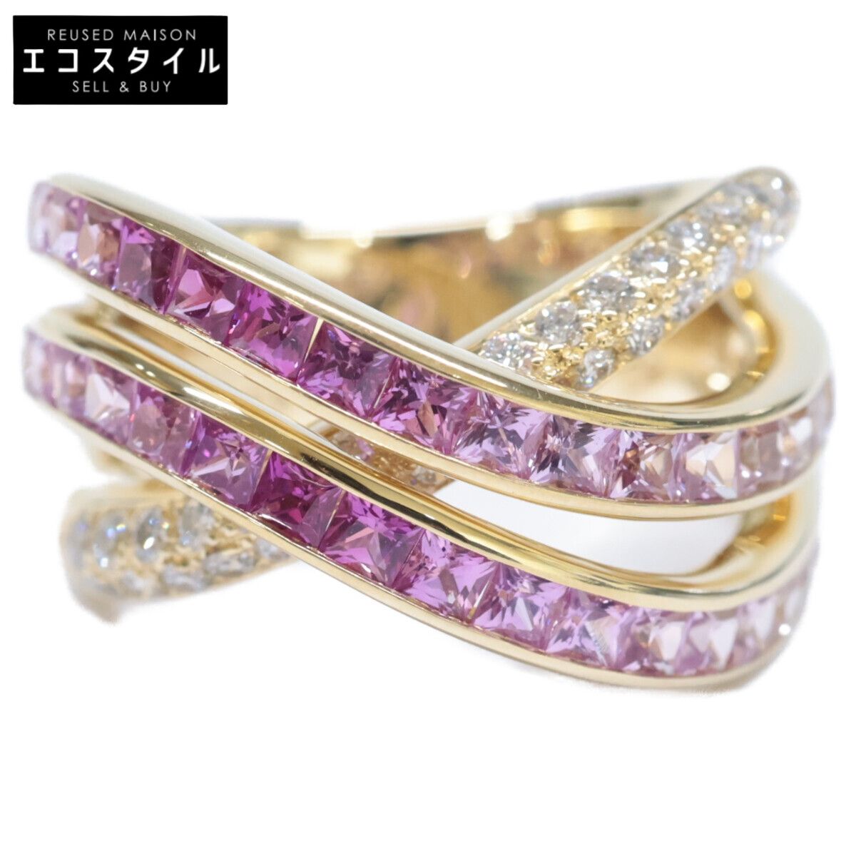 Jeunet ジュネ 仕上げ済み 750 YG S 2.07 ct D 0.41 ピンクサファイア ダイヤモンド 11号