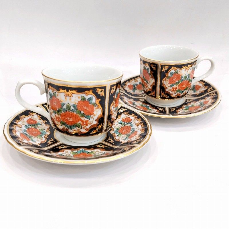 有田焼 カップ&ソーサー ペア 有田焼 古伊万里 弥右衛門 金彩 カップ＆ソーサー ペアセット 【中古