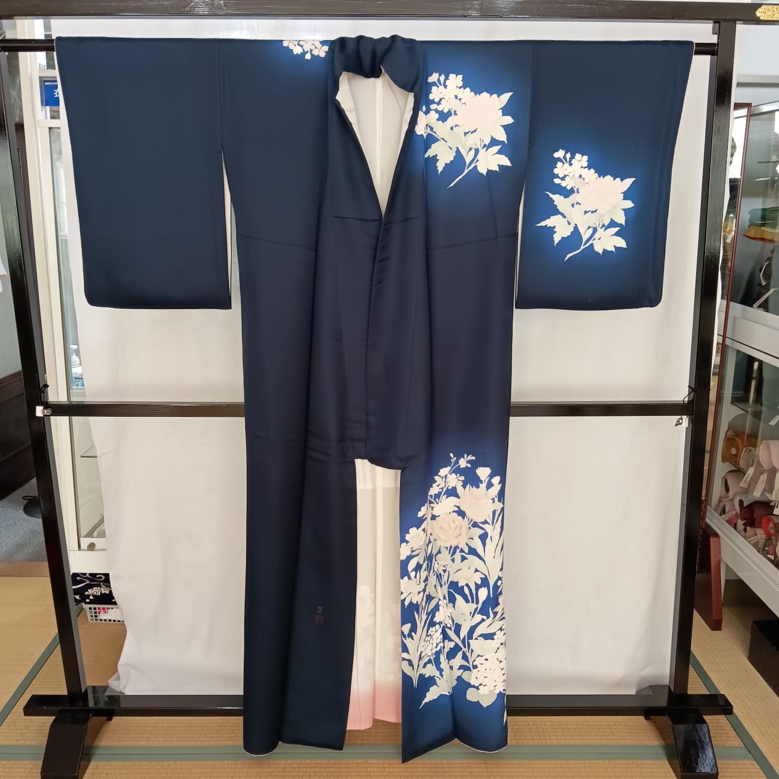 ♥ 正絹 紺青色 訪問着 R 8-K-2