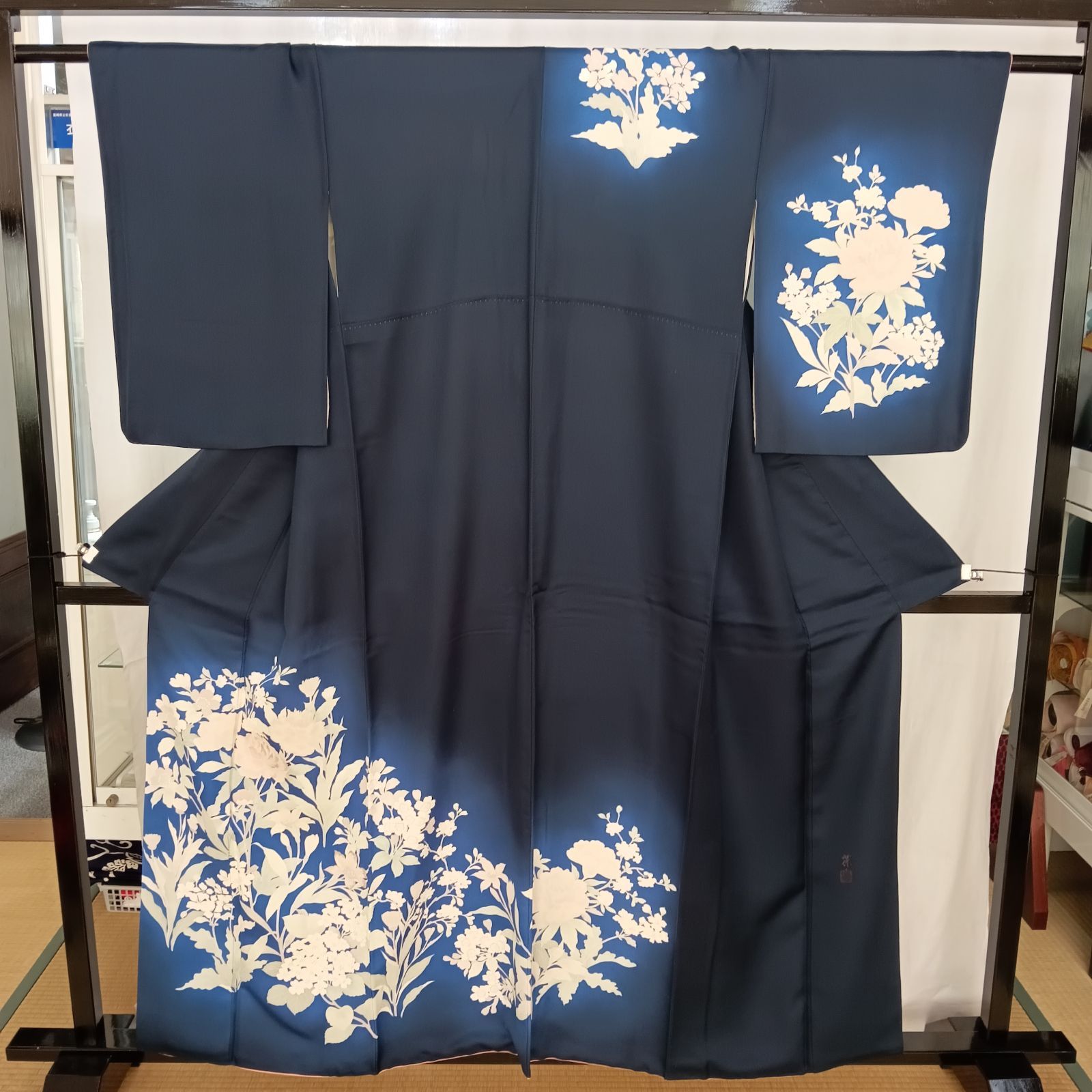 ♥ 正絹 紺青色 訪問着 R 8-K-2