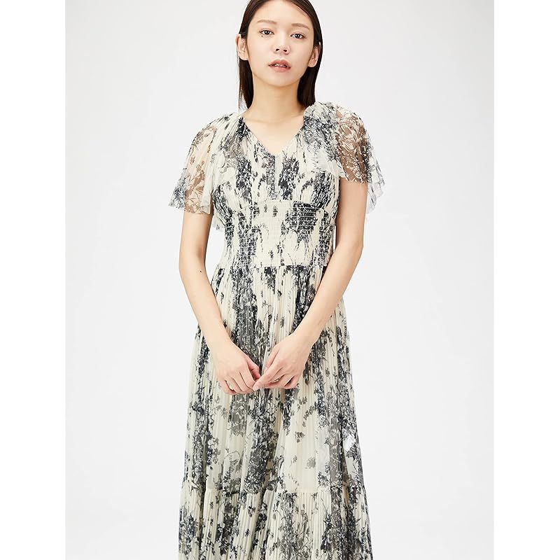 Susプリントケープチュールドレス レディース