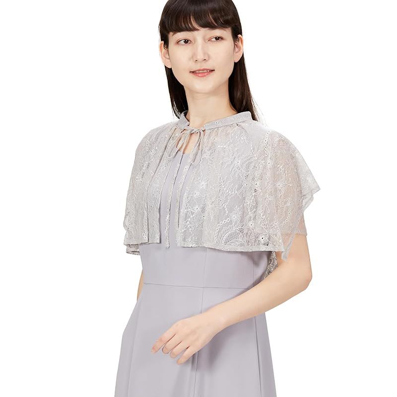 レッセパッセ カジュアルドレス ﾚｰｽｹｰﾌﾟ付きﾄﾞﾚｽ レディース ﾗｲﾄｸﾞﾚｰ