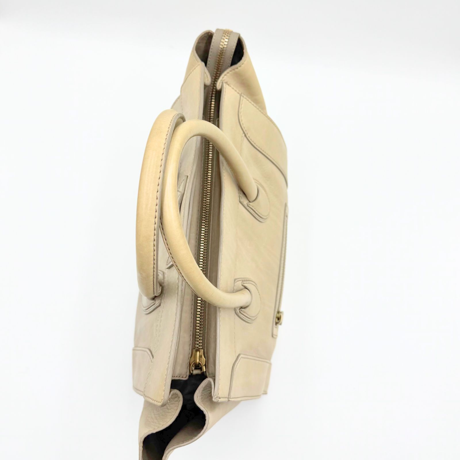 セリーヌ CELINE ラゲージ ミニショッパー ハンドバッグ レザー ベージュ CELINE セリーヌ ラゲージ ミニ ミニショッパー レザー ハンドバッグ