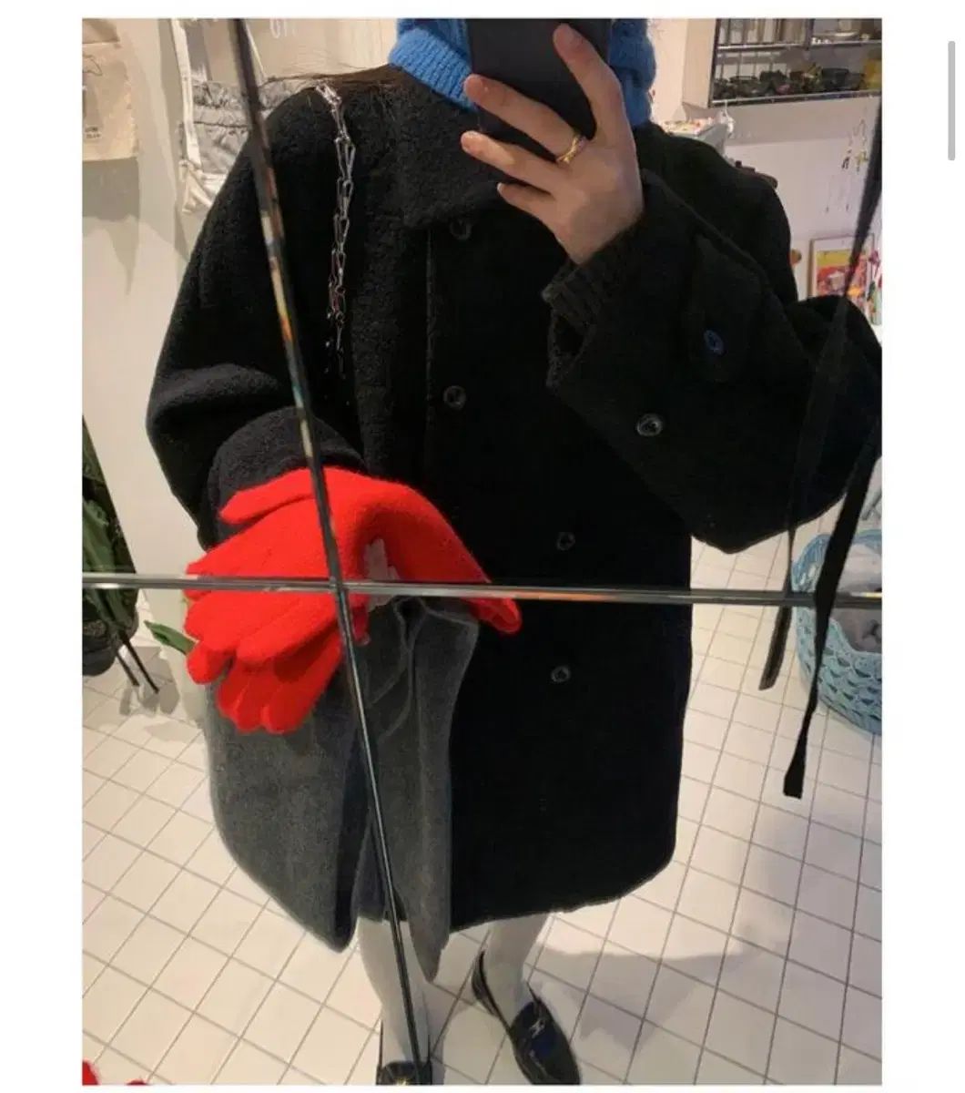 メヌエット コート Timit double half coat ブラック