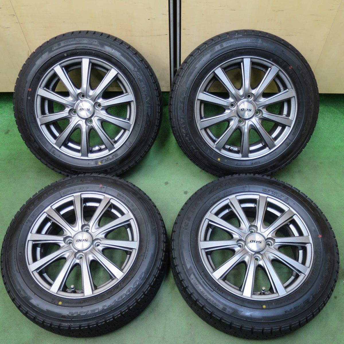 バリ溝 キレイ 9.5分 スタッドレス 165|70 R 14 グッドイヤー アイスナビ ZEA 2 D.O.S. DOS 社外 アルミ 14インチ PCD 100|4 H ス