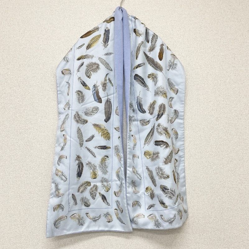 HERMES エルメス マフラー ストール 羽根 総柄 リバーシブル シルク