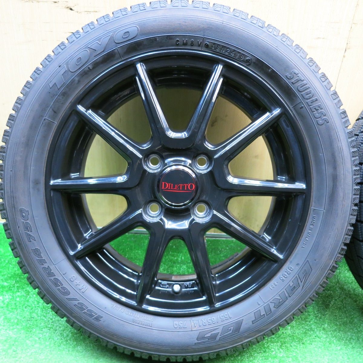  バリ溝 キレイ 9.5分以上 スタッドレス 155|65 R 14 トーヨー ガリット G 5 DILETTO S 52 ディレット 14インチ PCD 100|4 H ス 14インチ タイヤ ホイールセット