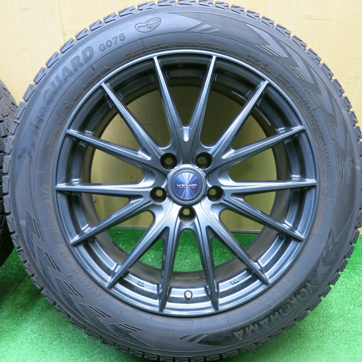 バリ溝 キレイ 9.5分 スタッドレス 225|60 R 18 ヨコハマ アイスガード G 075 VELVA SPORTZ ヴェルヴァ 18インチ PCD 114.3|5 H ス