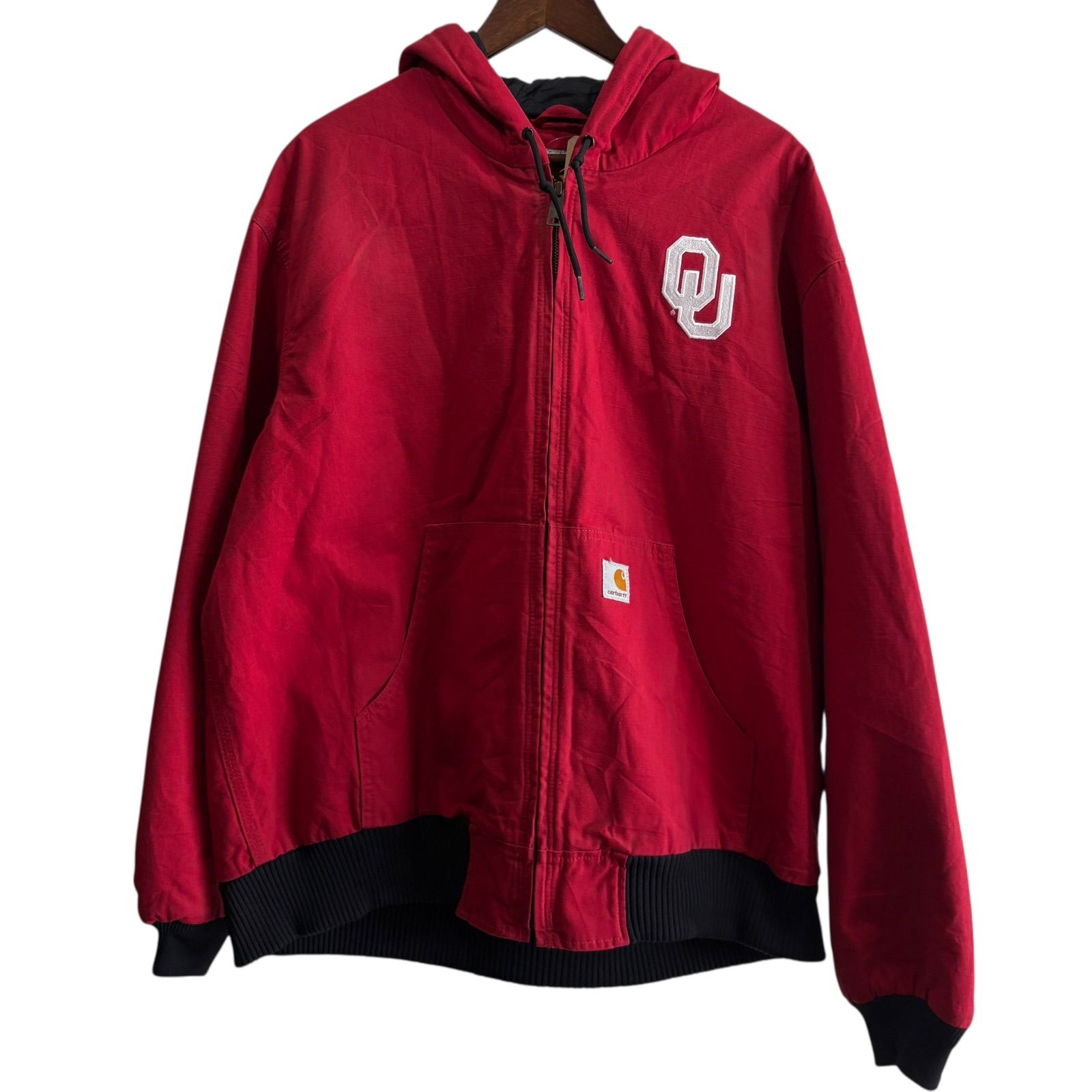 Carhartt カーハート ダック アクティブジャケット フルジップ OU” 刺繍ワッペン | レッド Size XL