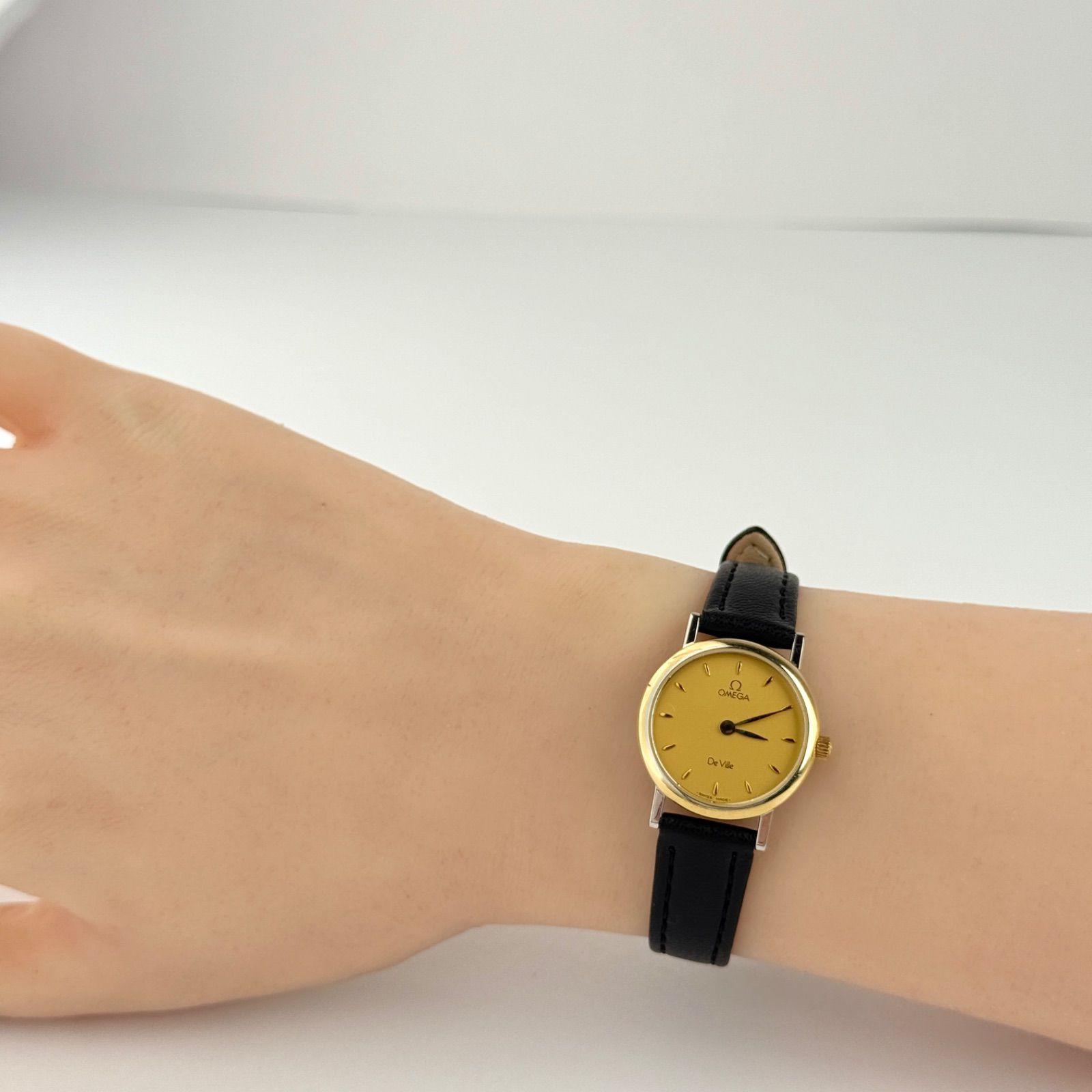 【高級◎ 稼働】オメガ 腕時計 デビル ゴールド 電池新品 ベルト新品 稼働/純正ベルト/未使用級】オメガ デビル クオーツ 腕時計 ゴールド