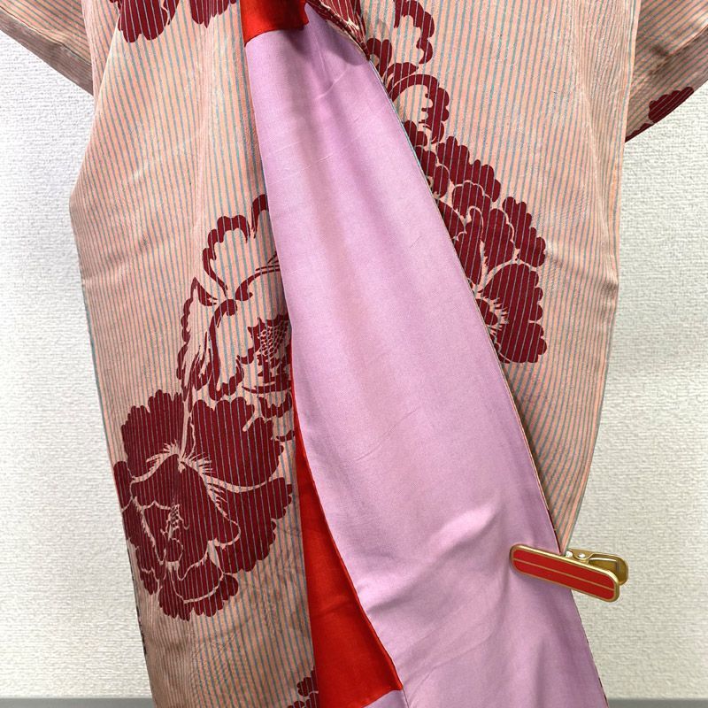 アンティーク大きな牡丹の花の着物単品 601af5△アンティーク着物 牡丹 花 地紋 レトロモダン 大正ロマン 昭和