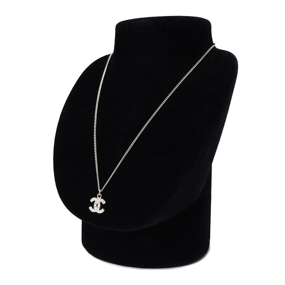 シャネル A28942 ココマーク ラインストーン シルバー ネックレス