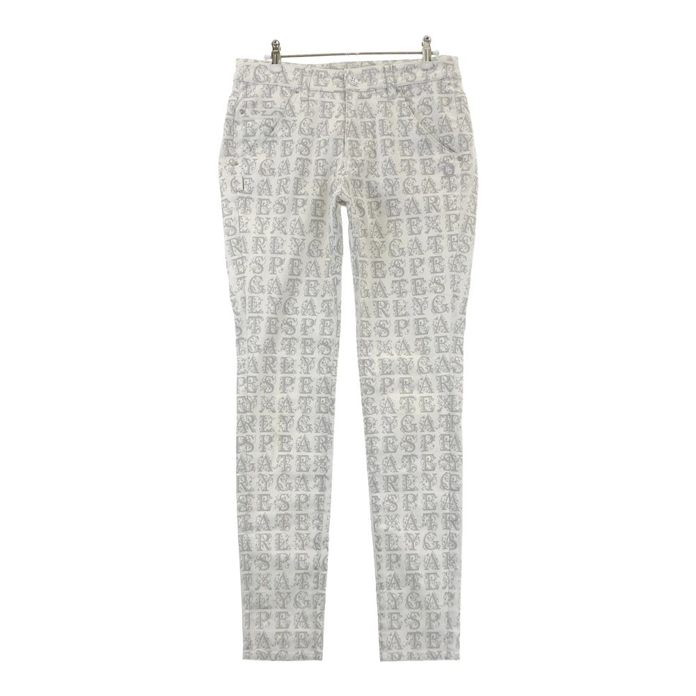 サイズ 2 PEARLY GATES パーリーゲイツ ストレッチパンツ 総柄 ホワイト系 ゴルフウェア レディース ストスト