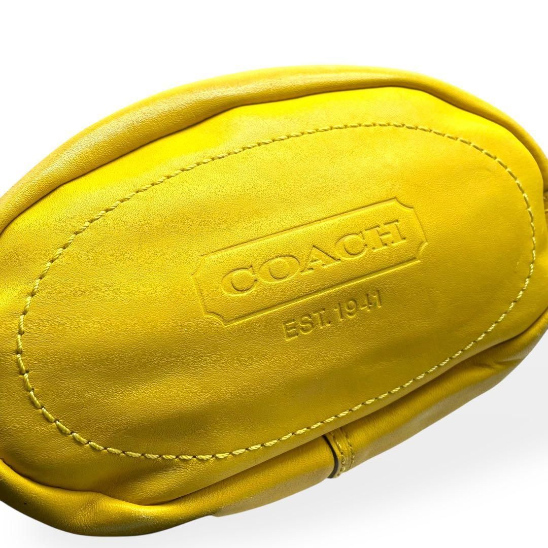 美品 COACH コーチ ショルダーバッグ 11422 バケツ型 イエロー 本革