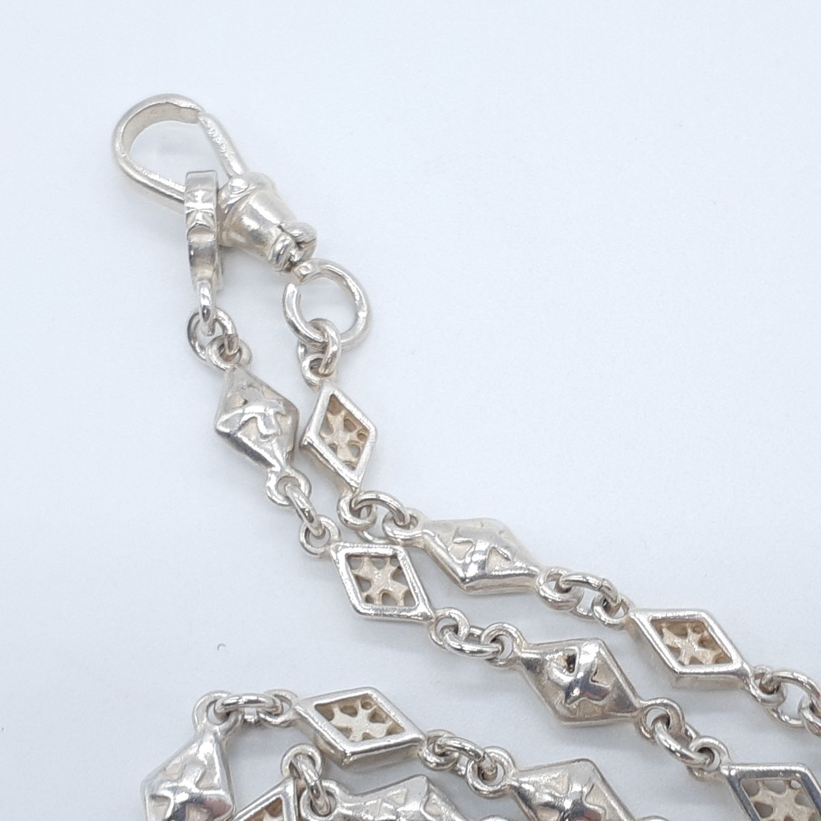 【美品】ローリーロドキン ミックスダイヤ　モンドシェイプド ネックレス　sv MIX OPEN GOTHIC / OPEN DIAMOND SHAPED / CROSS LINK CHAIN / Silver