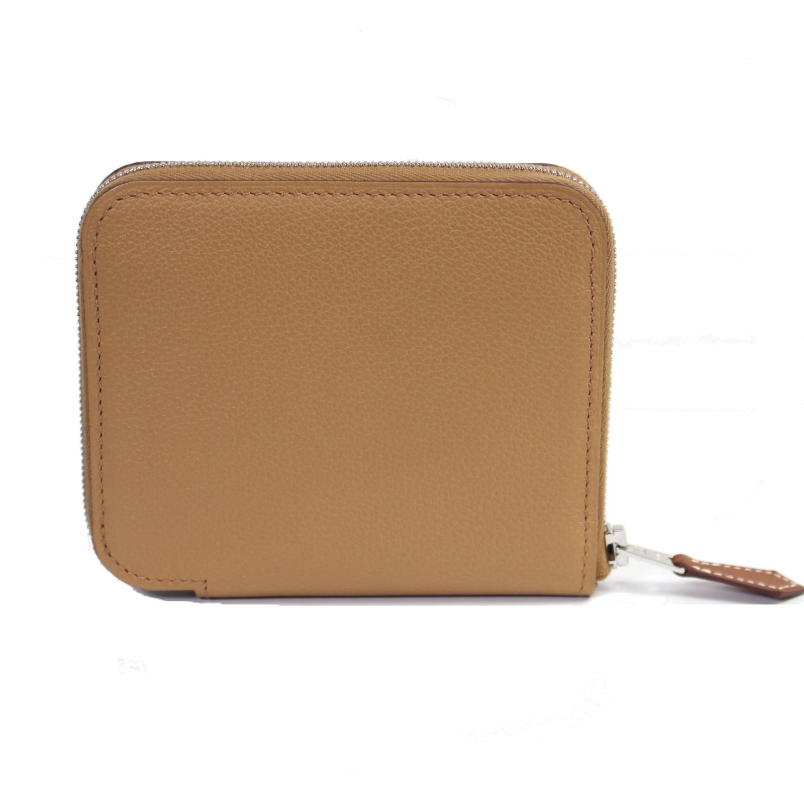 HERMES エルメス アザップコンパクト シルクイン エバーカラー コインケース ビスキュイ K刻印 シルバー金具 11005