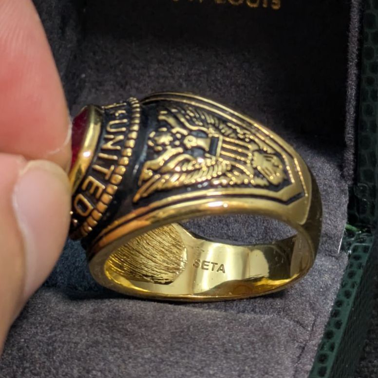 米軍退役記念 アーミーリング 18K GF ゴールドフィルド × レッドストーン 米軍退役記念 アーミーリング 18K GF ゴールドフィルド × レッド