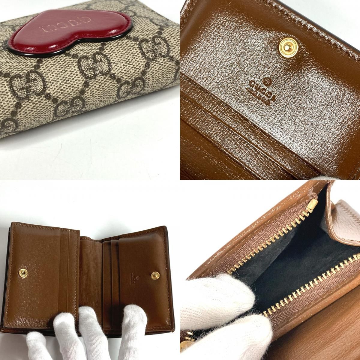 GUCCI グッチ 2つ折り財布 ハート ロゴ 648848 GGスプリームキャンバス