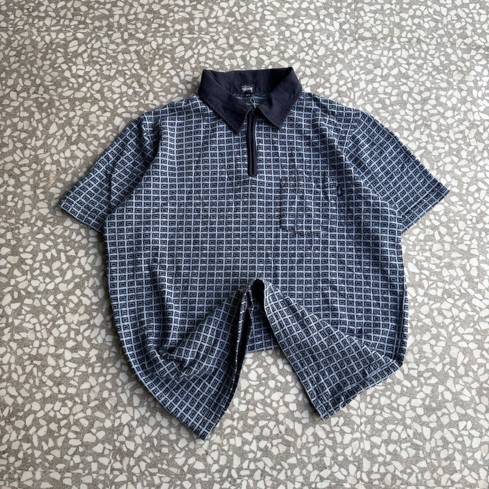 STUSSY / 90′s usa製 jacquard polo【希少XL、usa製】オールド