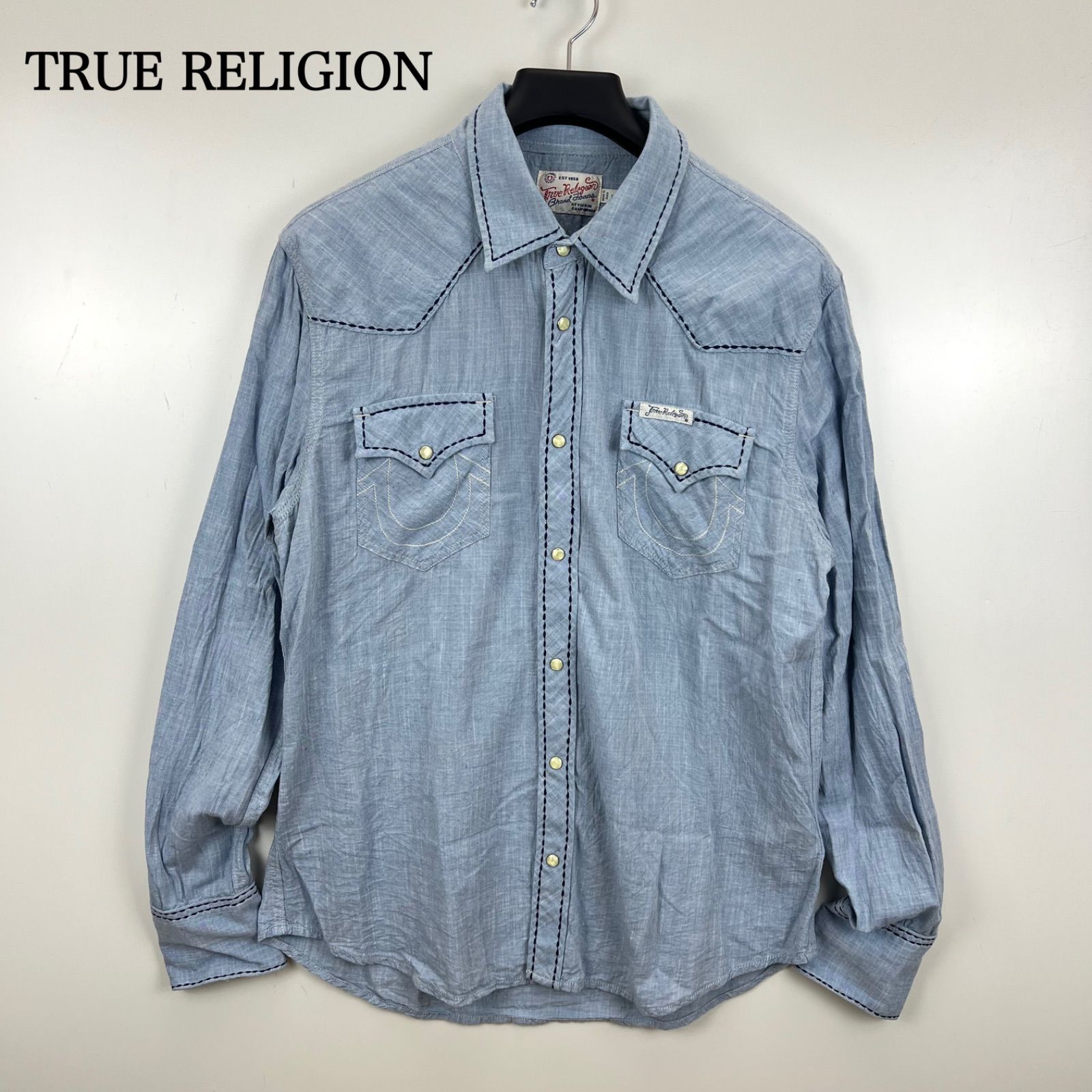 TRUE RELIGION USA y2k archive stitch western L/S shirts XL 