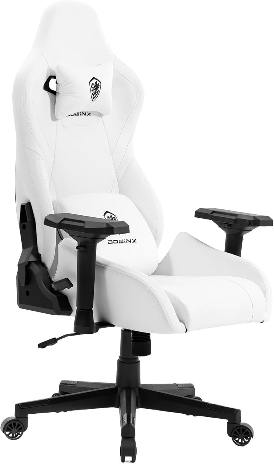Dowinx ゲーミングチェア メモリーヘッドレスト 56 CM広い座面 4 Dアームレスト 車用PUレザー 165度リクライニング ロッキング機能 人間工学 高機能モデル 高さ調節 イス テレワーク 在宅ワーク ホワイト LS-66 D 97 A-06